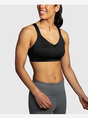 BROOKS DRIVE CONVERTIBLE SPORTS BRA Size 36E Black High Impact Running Workout